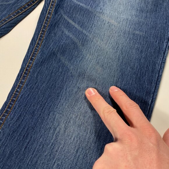 Edwin BLUE TRIP 141722-003 Leather Motif Slim Fit Medium Wash Jeans mens 33x31.5 - Picture 3 of 11